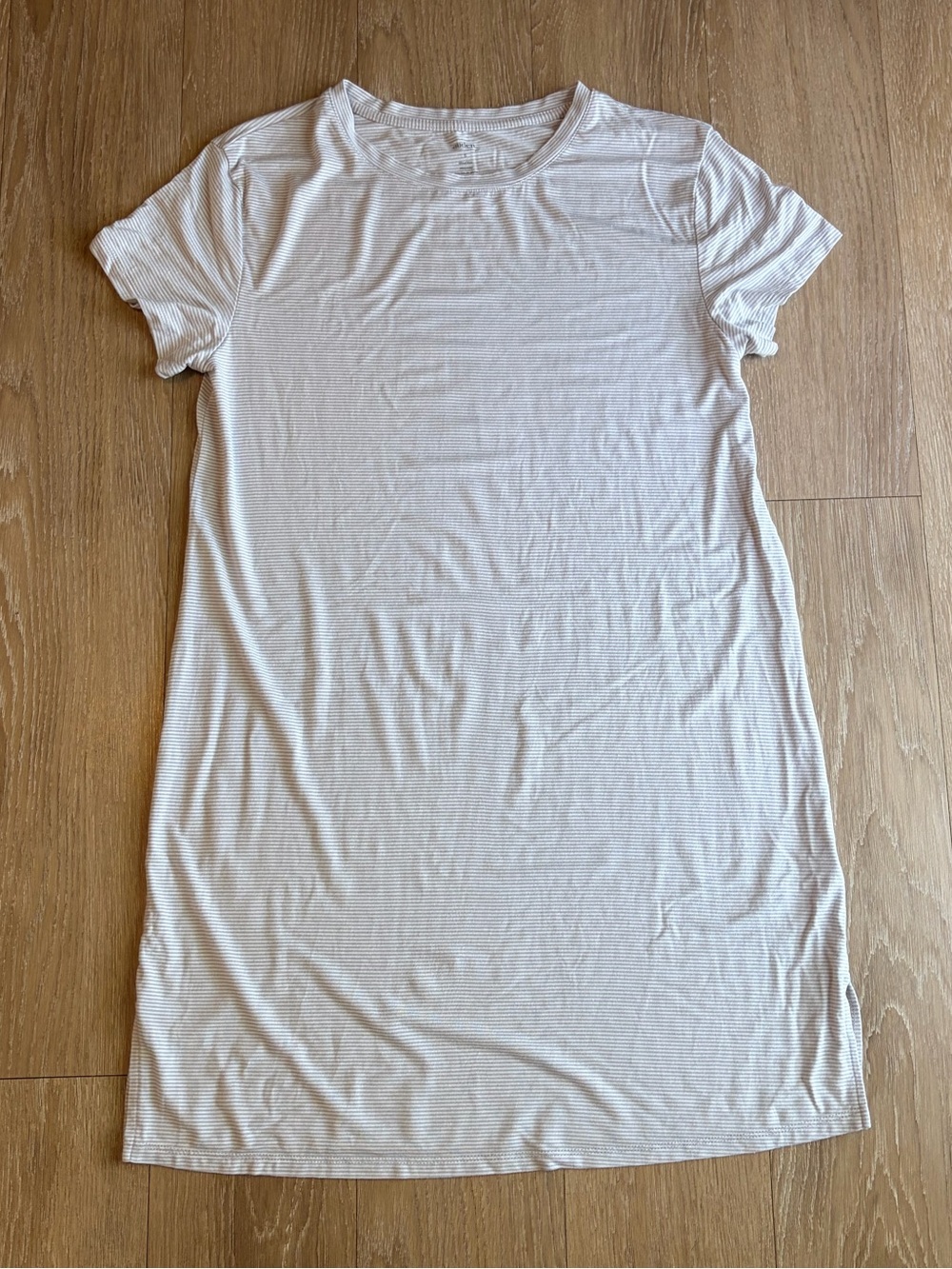 Auden White & Grey Cloud Knit Short Sleeve Crewneck Tee Dress- Sleepwear